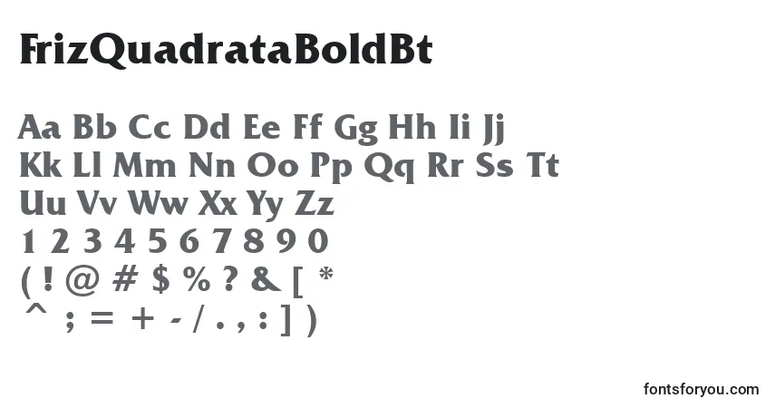 A fonte FrizQuadrataBoldBt – alfabeto, números, caracteres especiais