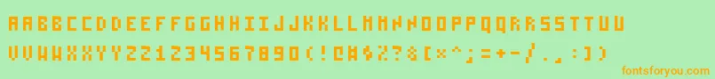 Pixelzim3x5-Schriftart – Orangefarbene Schriften auf grünem Hintergrund