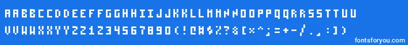 Pixelzim3x5-Schriftart – Weiße Schriften auf blauem Hintergrund