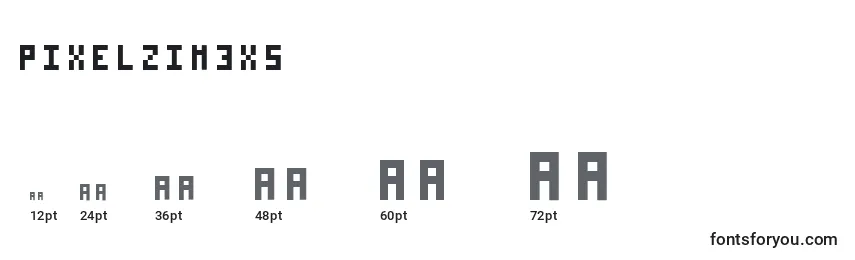 Größen der Schriftart Pixelzim3x5