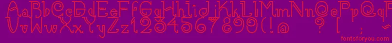 Nee-Schriftart – Rote Schriften auf violettem Hintergrund