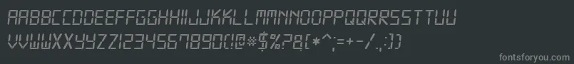 Fonte Digital7Italic – fontes cinzas em um fundo preto