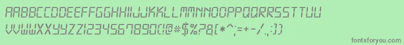 Fonte Digital7Italic – fontes cinzas em um fundo verde