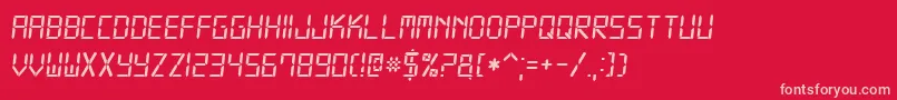 Fonte Digital7Italic – fontes rosa em um fundo vermelho