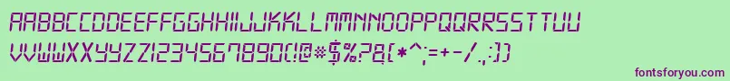 フォントDigital7Italic – 緑の背景に紫のフォント