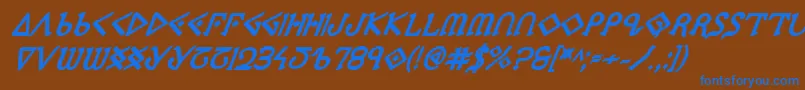 PresleyPressExtraboldItal Font – Blue Fonts on Brown Background