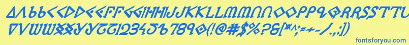 PresleyPressExtraboldItal Font – Blue Fonts on Yellow Background