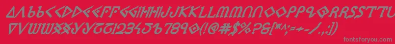 フォントPresleyPressExtraboldItal – 赤い背景に灰色の文字