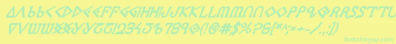 PresleyPressExtraboldItal Font – Green Fonts on Yellow Background