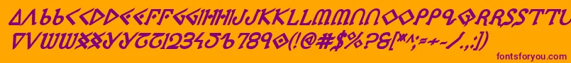 PresleyPressExtraboldItal Font – Purple Fonts on Orange Background