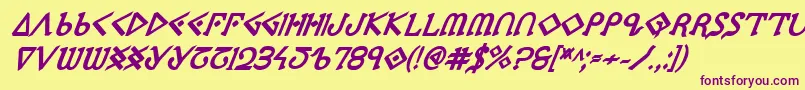 PresleyPressExtraboldItal Font – Purple Fonts on Yellow Background