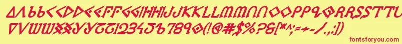 PresleyPressExtraboldItal-fontti – punaiset fontit keltaisella taustalla