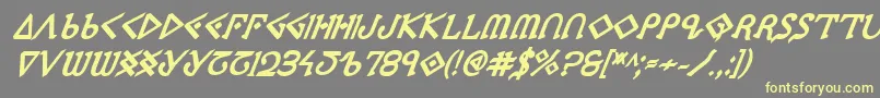 PresleyPressExtraboldItal-Schriftart – Gelbe Schriften auf grauem Hintergrund