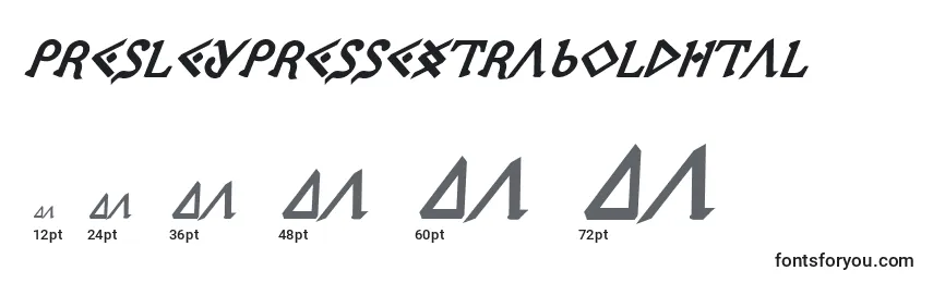 Размеры шрифта PresleyPressExtraboldItal
