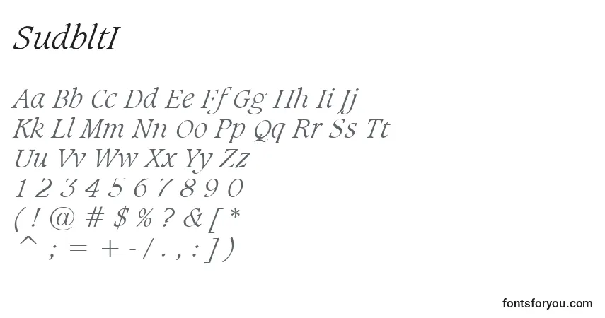 Fuente SudbltI - alfabeto, números, caracteres especiales