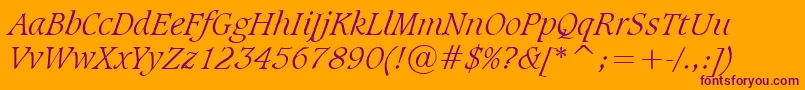 SudbltI-Schriftart – Violette Schriften auf orangefarbenem Hintergrund