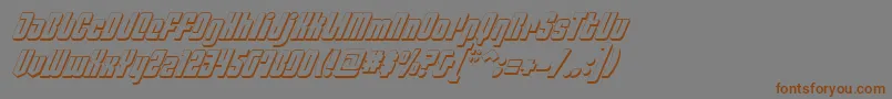 フォントPhiladelphiaItalic3D – 茶色の文字が灰色の背景にあります。