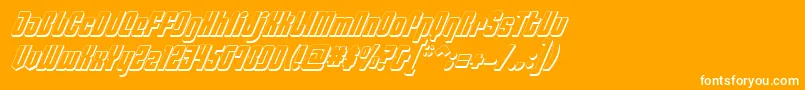 PhiladelphiaItalic3D-Schriftart – Weiße Schriften auf orangefarbenem Hintergrund