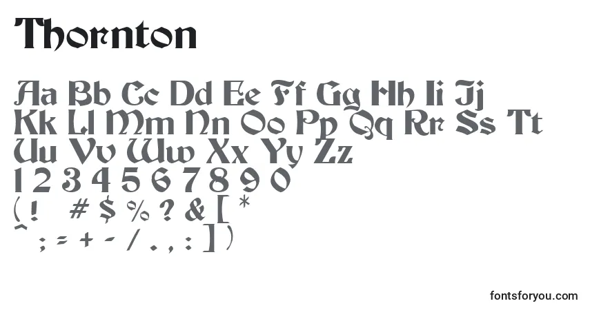 Thornton-fontti – aakkoset, numerot, erikoismerkit