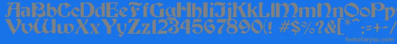 フォントThornton – 青い背景に灰色の文字