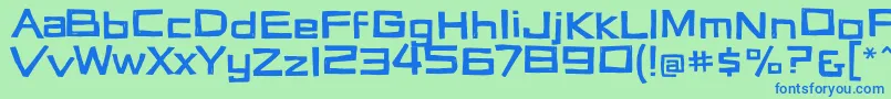 フォントVertigon – 青い文字は緑の背景です。