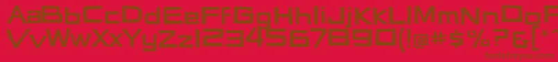 Vertigon-Schriftart – Braune Schriften auf rotem Hintergrund