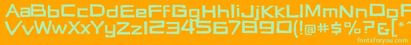 Vertigon-Schriftart – Grüne Schriften auf orangefarbenem Hintergrund
