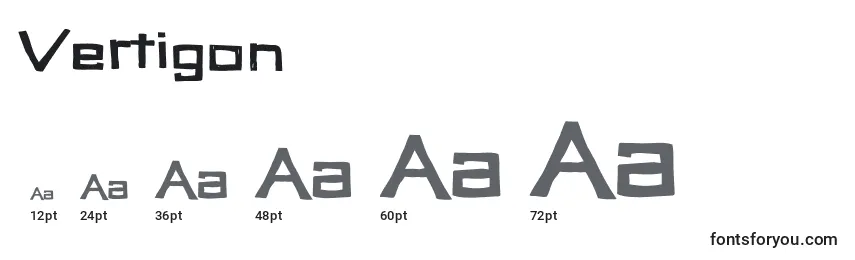 Размеры шрифта Vertigon