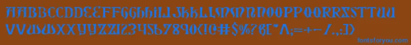 XiphosExpanded Font – Blue Fonts on Brown Background