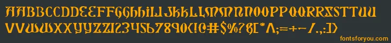 XiphosExpanded-fontti – oranssit fontit mustalla taustalla