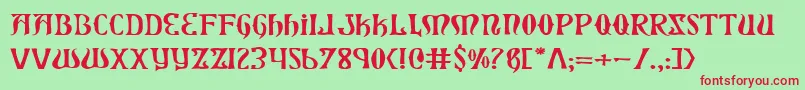 XiphosExpanded Font – Red Fonts on Green Background