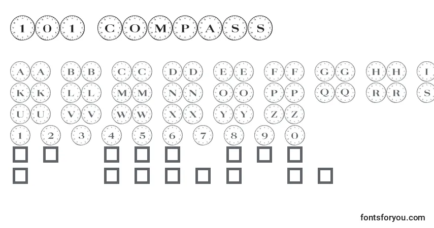 Schriftart 101 Compass – Alphabet, Zahlen, spezielle Symbole