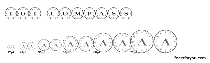 101 Compass-fontin koot