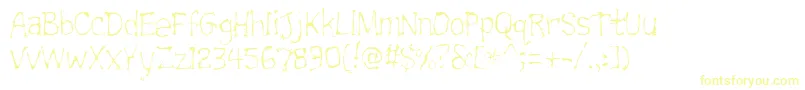 Trainwrecklite-Schriftart – Gelbe Schriften auf weißem Hintergrund