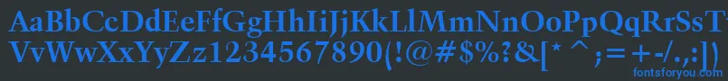 フォントKuenstler480BoldBt – 黒い背景に青い文字