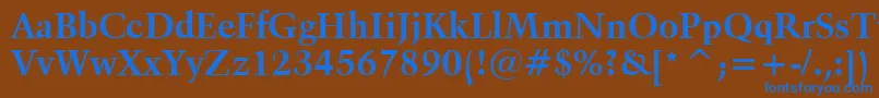 Kuenstler480BoldBt-Schriftart – Blaue Schriften auf braunem Hintergrund