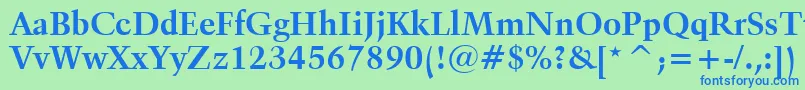 Kuenstler480BoldBt-fontti – siniset fontit vihreällä taustalla
