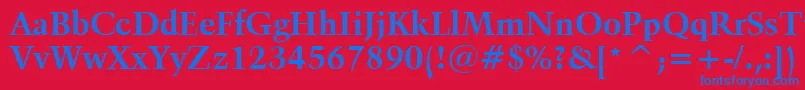 Kuenstler480BoldBt-Schriftart – Blaue Schriften auf rotem Hintergrund