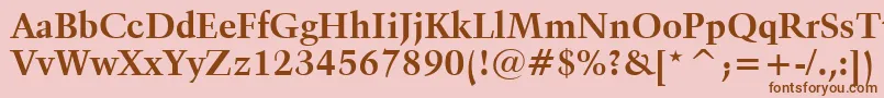 Kuenstler480BoldBt-Schriftart – Braune Schriften auf rosa Hintergrund