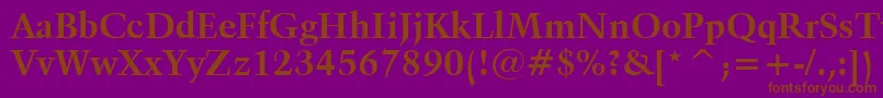 Kuenstler480BoldBt-Schriftart – Braune Schriften auf violettem Hintergrund