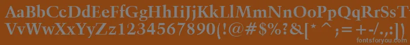 Kuenstler480BoldBt-Schriftart – Graue Schriften auf braunem Hintergrund