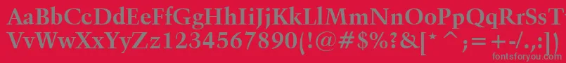 Kuenstler480BoldBt-Schriftart – Graue Schriften auf rotem Hintergrund
