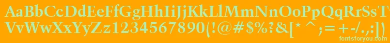 フォントKuenstler480BoldBt – オレンジの背景に緑のフォント