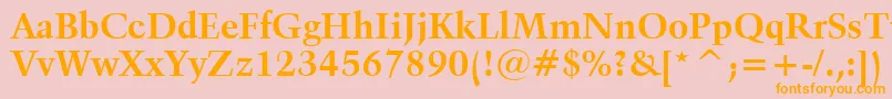 フォントKuenstler480BoldBt – オレンジの文字がピンクの背景にあります。