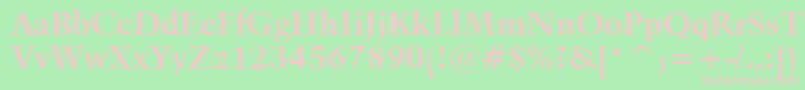 Fonte Kuenstler480BoldBt – fontes rosa em um fundo verde