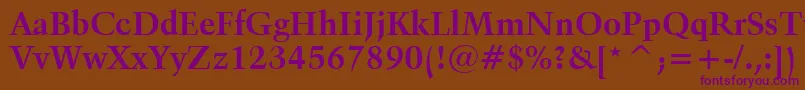 Czcionka Kuenstler480BoldBt – fioletowe czcionki na brązowym tle