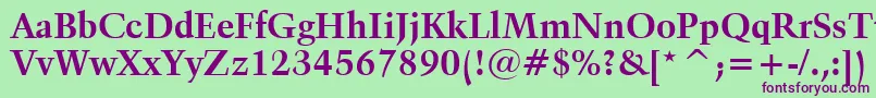 フォントKuenstler480BoldBt – 緑の背景に紫のフォント