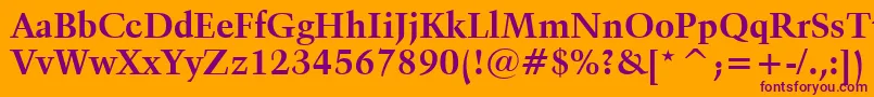 Kuenstler480BoldBt-Schriftart – Violette Schriften auf orangefarbenem Hintergrund