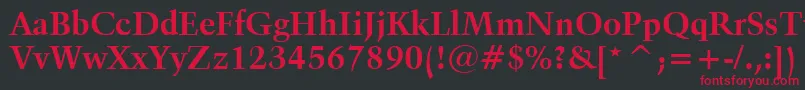 Kuenstler480BoldBt-fontti – punaiset fontit mustalla taustalla