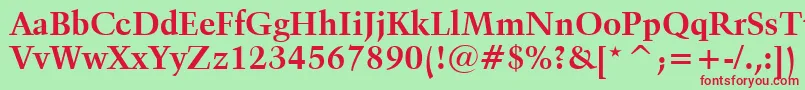 フォントKuenstler480BoldBt – 赤い文字の緑の背景